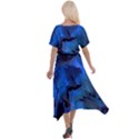 Peony in Blue Cross Front Sharkbite Hem Maxi Dress View2