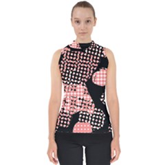 Abstrait Effet Formes Noir/rose Mock Neck Shell Top