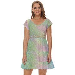Pastel Mermaid Sparkles Short Sleeve Tiered Mini Dress by retrotoomoderndesigns
