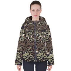 Camo Abstract  Women s Hooded Puffer Jacket