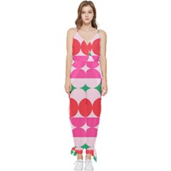 Geometric Pattern Sleeveless Tie Ankle Chiffon Jumpsuit