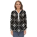 Black and white pattern Zip Up Long Sleeve Blouse View1