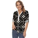 Black and white pattern Zip Up Long Sleeve Blouse View2