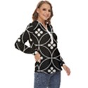 Black and white pattern Zip Up Long Sleeve Blouse View3