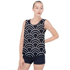 Black And White Pattern Bubble Hem Chiffon Tank Top