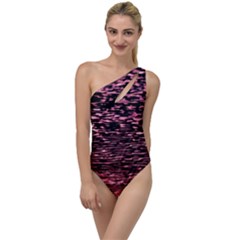 Pink  Waves Flow Series 11 To One Side Swimsuit