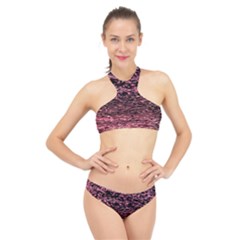 Pink  Waves Flow Series 11 High Neck Bikini Set