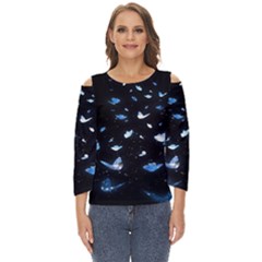 Sparkle Butterfly Cut Out Wide Sleeve Top