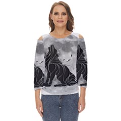 Lobo-lunar Cut Out Wide Sleeve Top