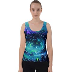 Blue Galaxy Velvet Tank Top