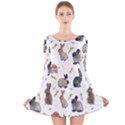 Cute Bunny Long Sleeve Velvet Skater Dress View1
