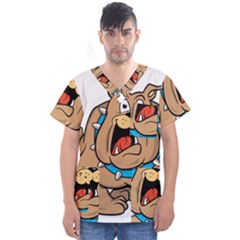 Bulldog-cartoon-illustration-11650862 Men s V-neck Scrub Top