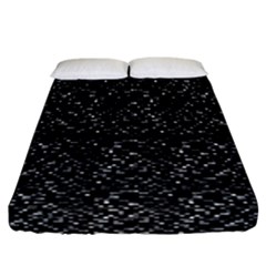 Pixel Grid Dark Black And White Pattern Fitted Sheet (california King Size) by dflcprintsclothing