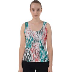 Colorful Spotted Reptilian Coral Velvet Tank Top