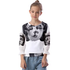Biker Cat Kids  Cuff Sleeve Top