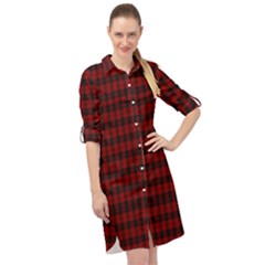 Tartan Red Long Sleeve Mini Shirt Dress by tartantotartansallreddesigns