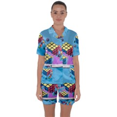 Neice e Beazz Dmc22 Collection Satin Short Sleeve Pajamas Set