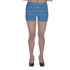 Cartoon Sketchy Helicopter Drawing Motif Pattern Skinny Shorts