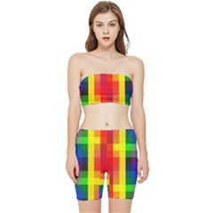 Pride Plaid Stretch Shorts And Tube Top Set