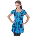 Abstract pattern geometric backgrounds Puff Sleeve Tunic Top View1