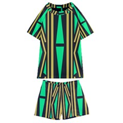 Abstract Pattern Geometric Backgrounds Kids  Swim Tee And Shorts Set