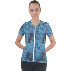 Abstract Surface Texture Background Short Sleeve Zip Up Jacket