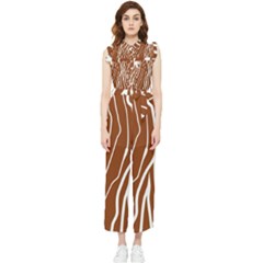 Wooden Texture Vector Background Women s Frill Top Chiffon Jumpsuit
