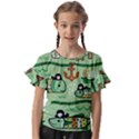 Seamless Pattern Fishes Pirates Cartoon Kids  Cut Out Flutter Sleeves View1