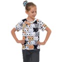 Cute-cat-kitten-cartoon-doodle-seamless-pattern Kids  Mesh Piece Tee View1