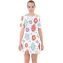Easter Seamless Pattern With Cute Eggs Flowers Sixties Short Sleeve Mini Dress View1