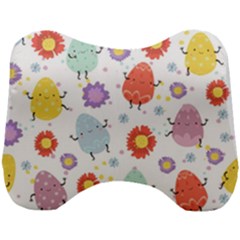 Easter Seamless Pattern With Cute Eggs Flowers Head Support Cushion