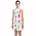 Easter Seamless Pattern With Cute Eggs Flowers Velvet Halter Neckline Dress  View1