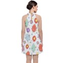 Easter Seamless Pattern With Cute Eggs Flowers Velvet Halter Neckline Dress  View2