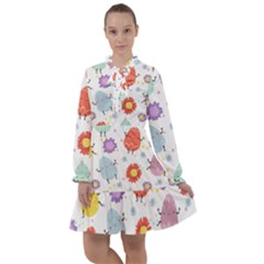 Easter Seamless Pattern With Cute Eggs Flowers All Frills Chiffon Dress