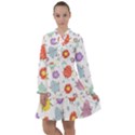 Easter Seamless Pattern With Cute Eggs Flowers All Frills Chiffon Dress View1