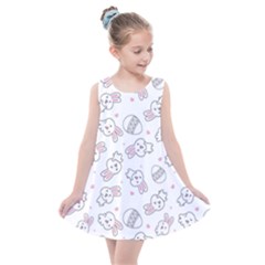 Cute Pattern With Easter Bunny Egg Kids  Summer Dress