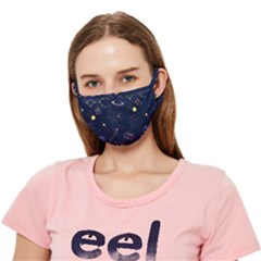 Cartoon-space-seamless-pattern-vectors Crease Cloth Face Mask (adult)