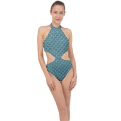 Bubble Wrap Halter Side Cut Swimsuit