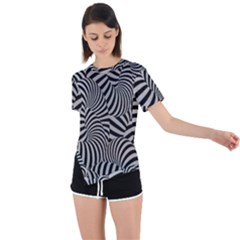 Pattern Asymmetrical Short Sleeve Sports Tee