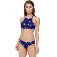 Space-pattern Colourful Banded Triangle Bikini Set