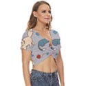 Cats Pattern Twist Front Crop Top View3
