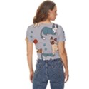 Cats Pattern Twist Front Crop Top View4
