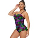 Colourful Bricks Pattern Colour Retro Full Coverage Swimsuit View2