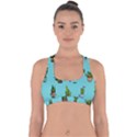 Succulents Teal Back Cross Back Hipster Bikini Top  View1