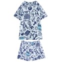Hand-drawn-back-school-pattern Kids  Swim Tee and Shorts Set View1