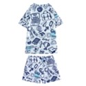Hand-drawn-back-school-pattern Kids  Swim Tee and Shorts Set View2