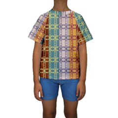 Grungy Vintage Patterns Kids  Short Sleeve Swimwear