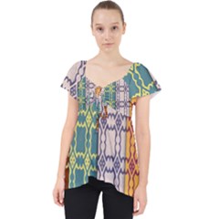 Grungy Vintage Patterns Lace Front Dolly Top