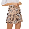 Vintage-drawn-insect-seamless-pattern Mini Front Wrap Skirt View3