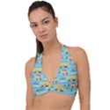 Buses-cartoon-pattern-vector Halter Plunge Bikini Top View1